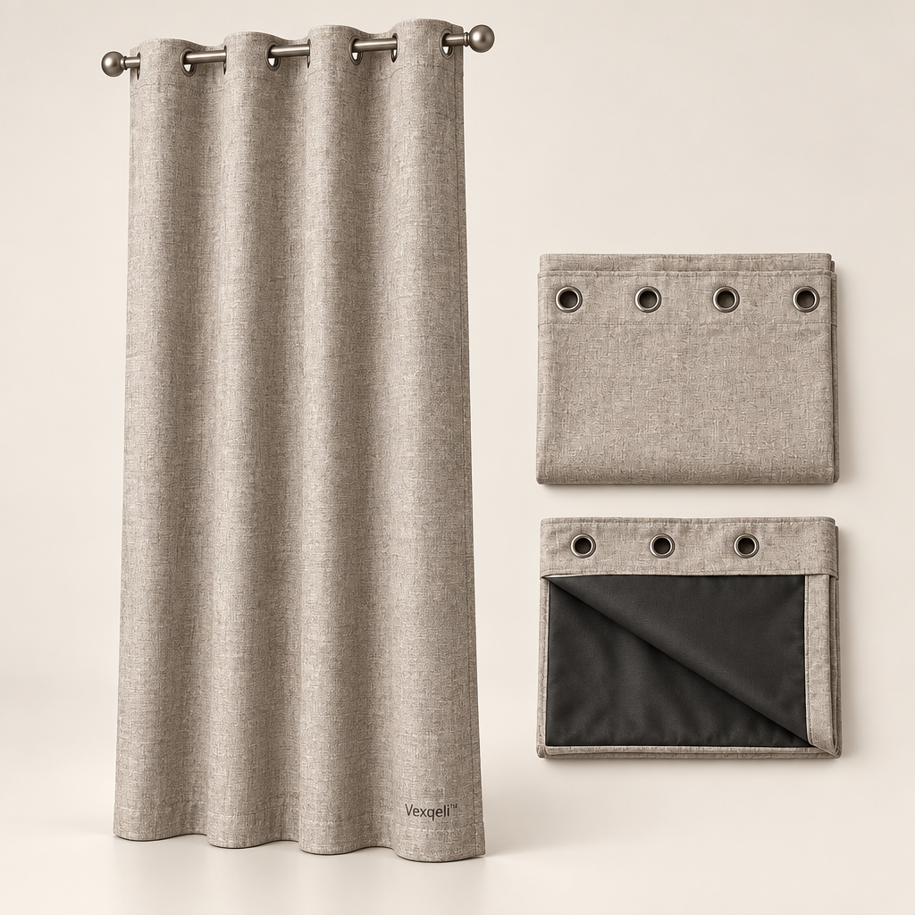 Vexqeli™ Linen-Texture Blackout Curtain Panel product image 01